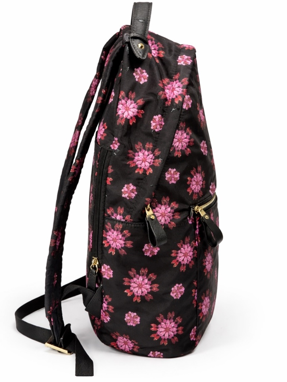 Michael Kors Black Backpack with Pink & Red Floral Dot Print - Picture 5 of 10